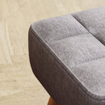 Footstool, Modern Upholstered Ottoman, Grey Linen Look