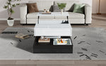 Coffee Table, 360° Rotating Top, 3 Drawers, Liftable, White & Black
