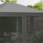 Folding Pavilion/Tent 3x3m Side Walls Carrying Bag Metal Oxford Light Grey/Black