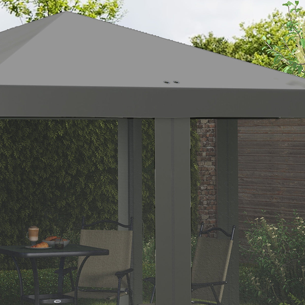 Folding Pavilion/Tent 3x3m Side Walls Carrying Bag Metal Oxford Light Grey/Black