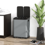 Trash Can 2x30L Pedal Bin with Lid, Metal