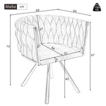 Swivel Dining Chairs, Set of 4 Luxury Leisure Chairs with Metal Support Legs, Beige Linen and Black Metal