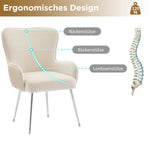 Velvet Dining Chair Set of 6 Lounge Armrests Lumbar Support - Beige Velvet
