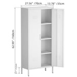 Metal Storage Cabinet 2 Door with Shelves - White