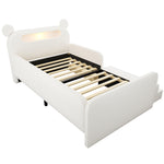 Children's Bear Bed 90x200cm with Storage & Night Light, White