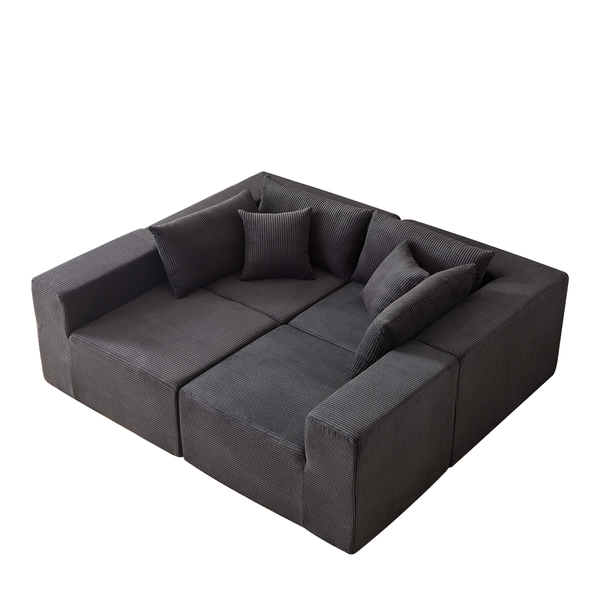 Modular L-Shaped Sectional Sofa 104-Inch 4-Piece Foam-Filled - Corduroy