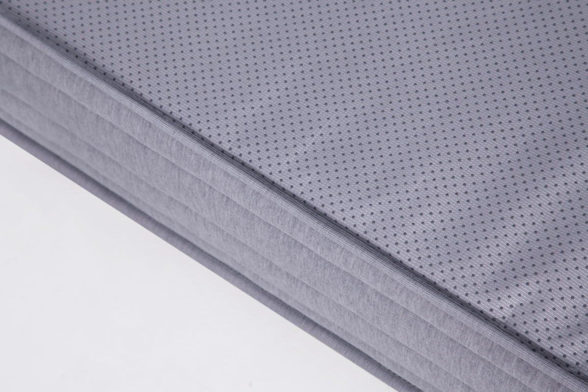 Upholstered Bed 90x200cm with LED & Storage, Linen Grey