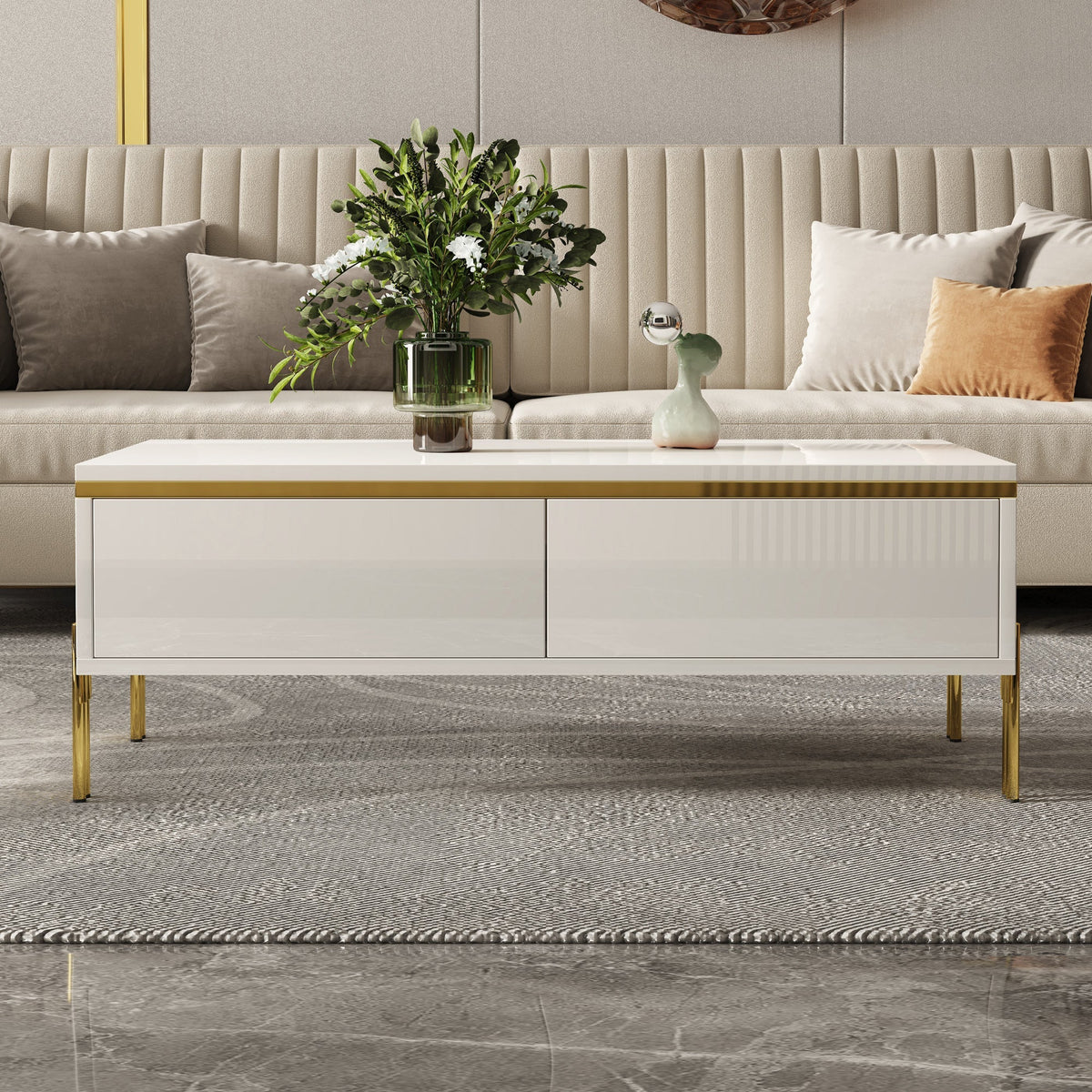 Coffee Table Multifunctional Side Table 100x50x36cm High-Gloss