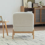 Scandinavian Lounge Chair with Wooden Frame and Soft Chenille Fabric, Ivory