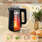 Kettle Toaster Set, 1.5L Kettle 2 Slices Toaster 2200W, Black