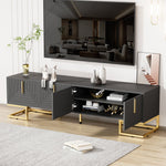 TV Lowboard Textured Door Gold Handles Gold Feet