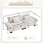 Double Sofa, Modern Simple Feather Bed Cozy Spacious, Beige