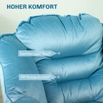 Armchair Lounge Chair, Side Pocket, Steel Legs, Blue