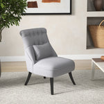 Recliner Chair TV Chair, Back Cushion & Raised Feet, Linen Grey