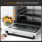 Mini Oven 32L 1600W Electric with Slag Tray, Stainless Steel & Glass, Silver