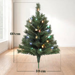 Illuminated Christmas Tree Set of 2, 60cm 60 LED Lights, Green