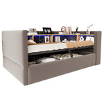 Hydraulic Sleeper Sofa Bed 90x190cm with LED & Storage, Dark Grey