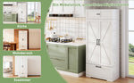 Kitchen Storage Cabinet 80x40x180cm Freestanding with Wine Rack & Adjustable Shelves, Industrial Style