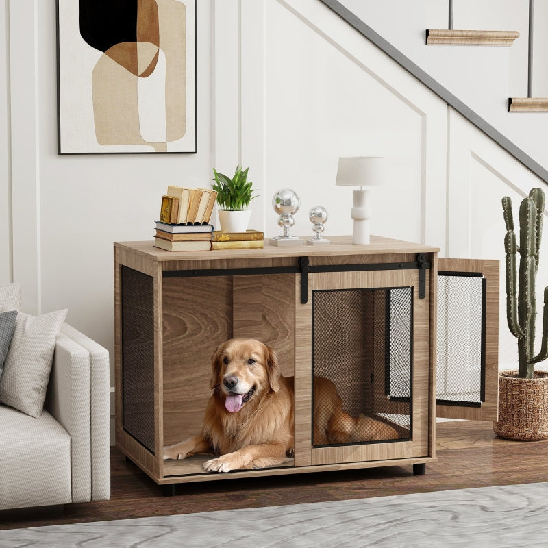 Dog Crate, Transport Box, Lockable, Light Brown