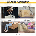Plyo Box Jumping Platform with Handle 45x40x60cm, Natural Wood