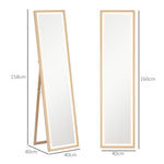 Full-Length Mirror, LED Light & Touch Control, Oak