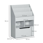 Children's Bookcase, 3 Shelves 2 Open Compartments, Grey