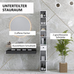 Slim Bathroom Cabinet, 3 Open Compartments, Adjustable Shelf, White