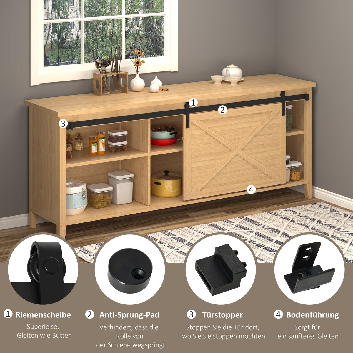 Single Sliding Door Track System Accessories, Carbon Steel, Black
