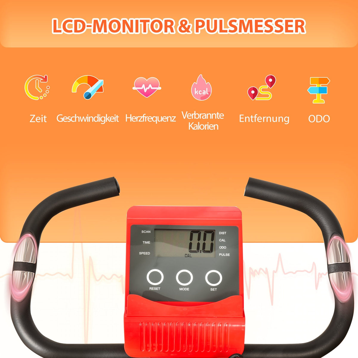 Exercise Bike, Foldable 2-in-1 with LCD & 8-Level Resistance, Tension Ropes