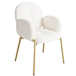 Dining Lounge Chairs Set of 4 with Gold Legs, Beige Teddy
