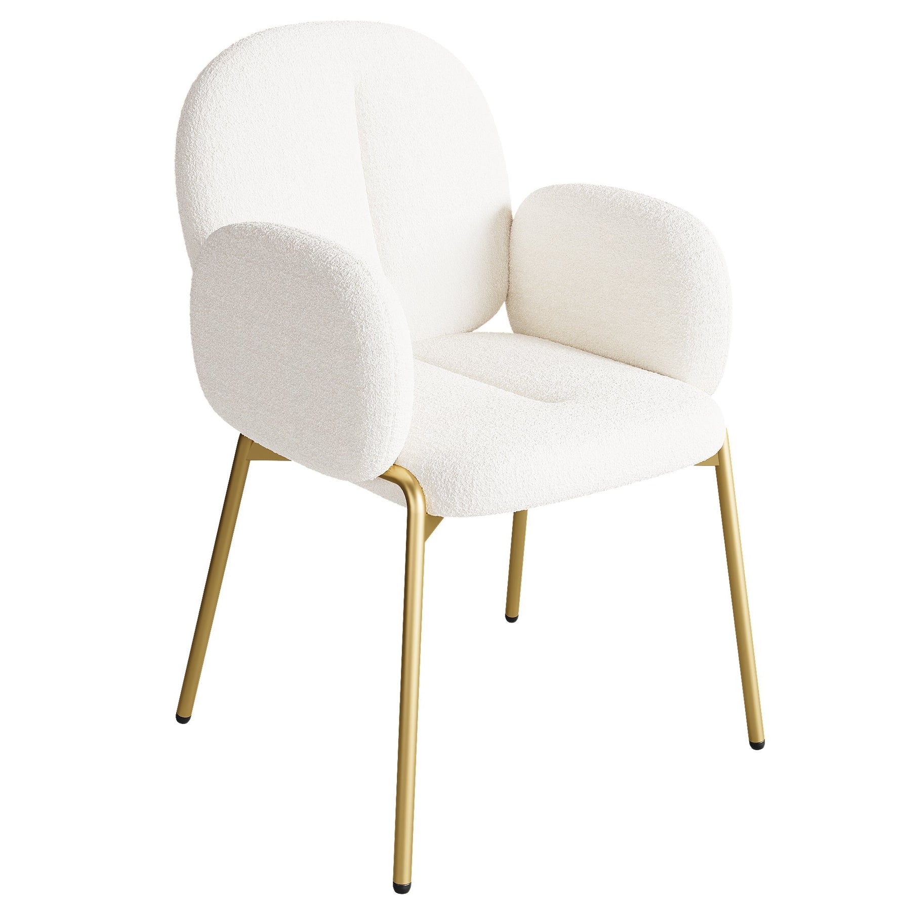 Dining Lounge Chairs Set of 4 with Gold Legs, Beige Teddy