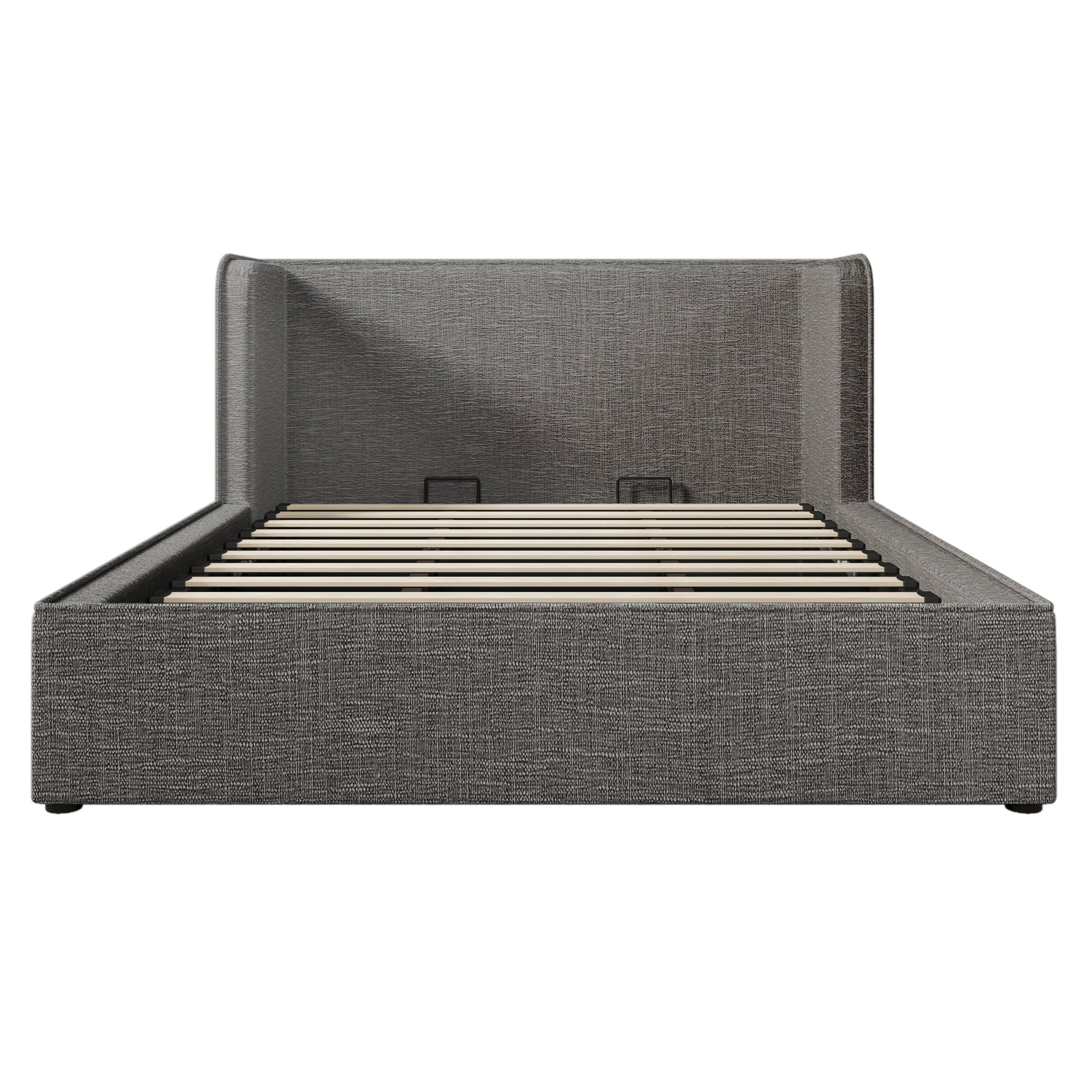 Upholstered Double Bed with Hydraulic Storage and Slatted Base, 180x200cm, Grey Linen