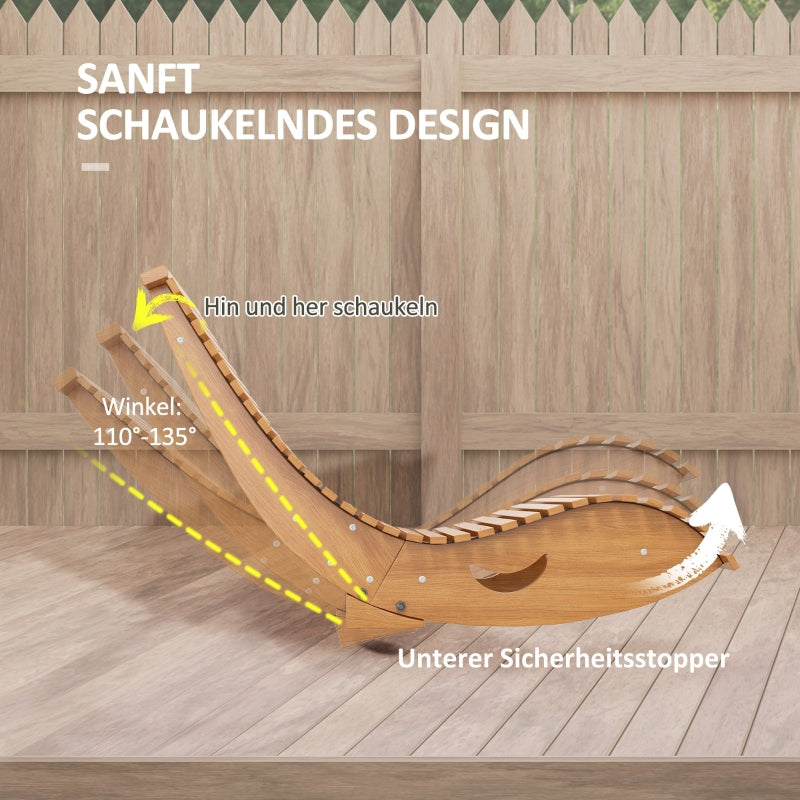 Outdoor Rocking Chair High Back Adjustable Pine Wood - Light Brown
