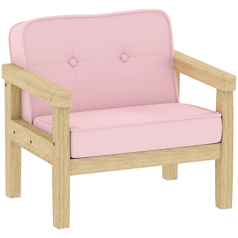 Children's Armchair Sofa Upholstered Wooden Frame for 3-8 Years Corduroy Pink