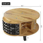 Coffee Table Rotating Side Table with Hidden Storage