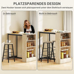Bar Table with Bar Stool Set, 3-Piece, Storage, 2 Stools, Steel, Oak