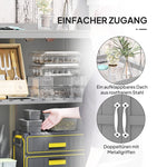 Garden Shed Work Surface Double Doors Wood/Stainless Steel - Grey