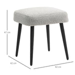 Square Footstool/Stool, Footrest Steel Legs, Cashmere Look Light Grey