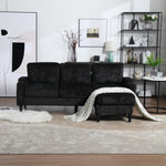 Sofa with Footstool & Storage, 4-Seater with Cup Holder, Velvet