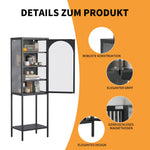 Metal & Glass Display Cabinet 5-Tier 3 Adjustable Shelves 160x50x35cm - Iron