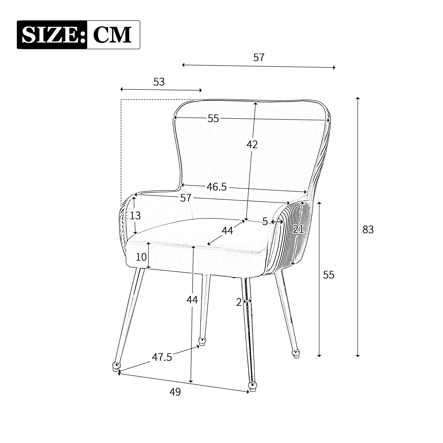 Velvet Dining Chair Set of 4 with Armrests Lumbar Support Adjustable Feet Grey
