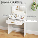Dressing Table with Mirror, Compact 3 Drawers, White