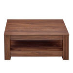 Coffee Table with Modern Two-Tiered Design, Walnut Wood MDF