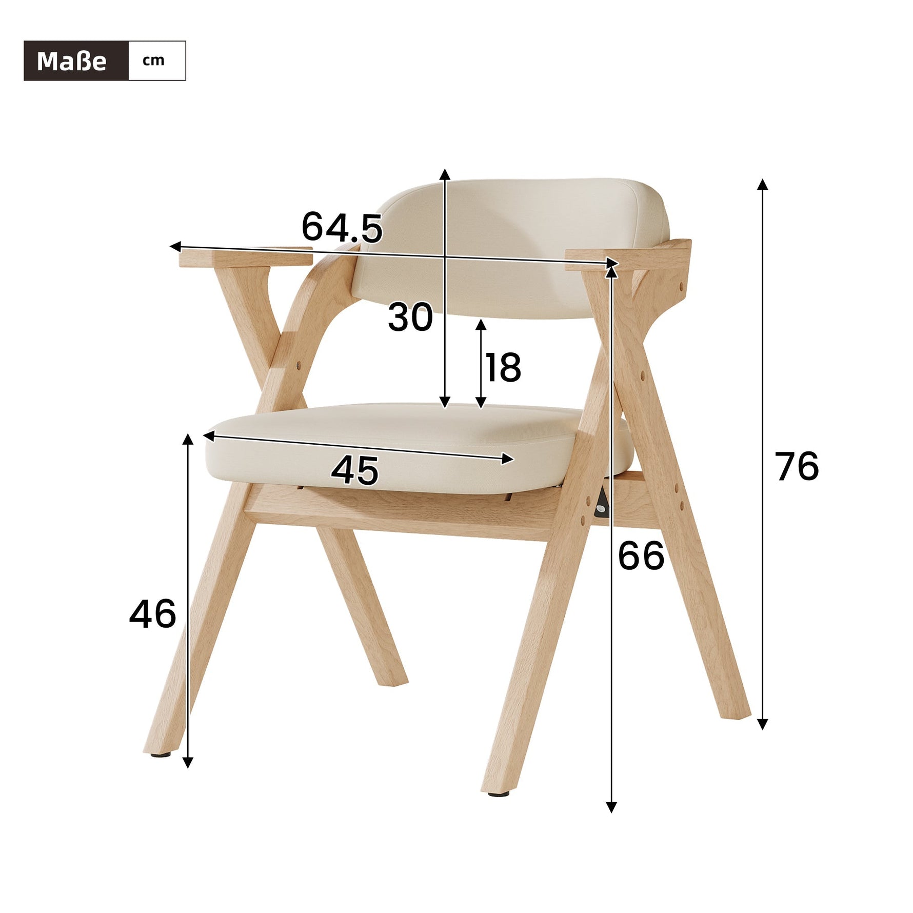 Set of 2 Folding Dining Chairs, Solid Wood and Breathable, Beige Linen