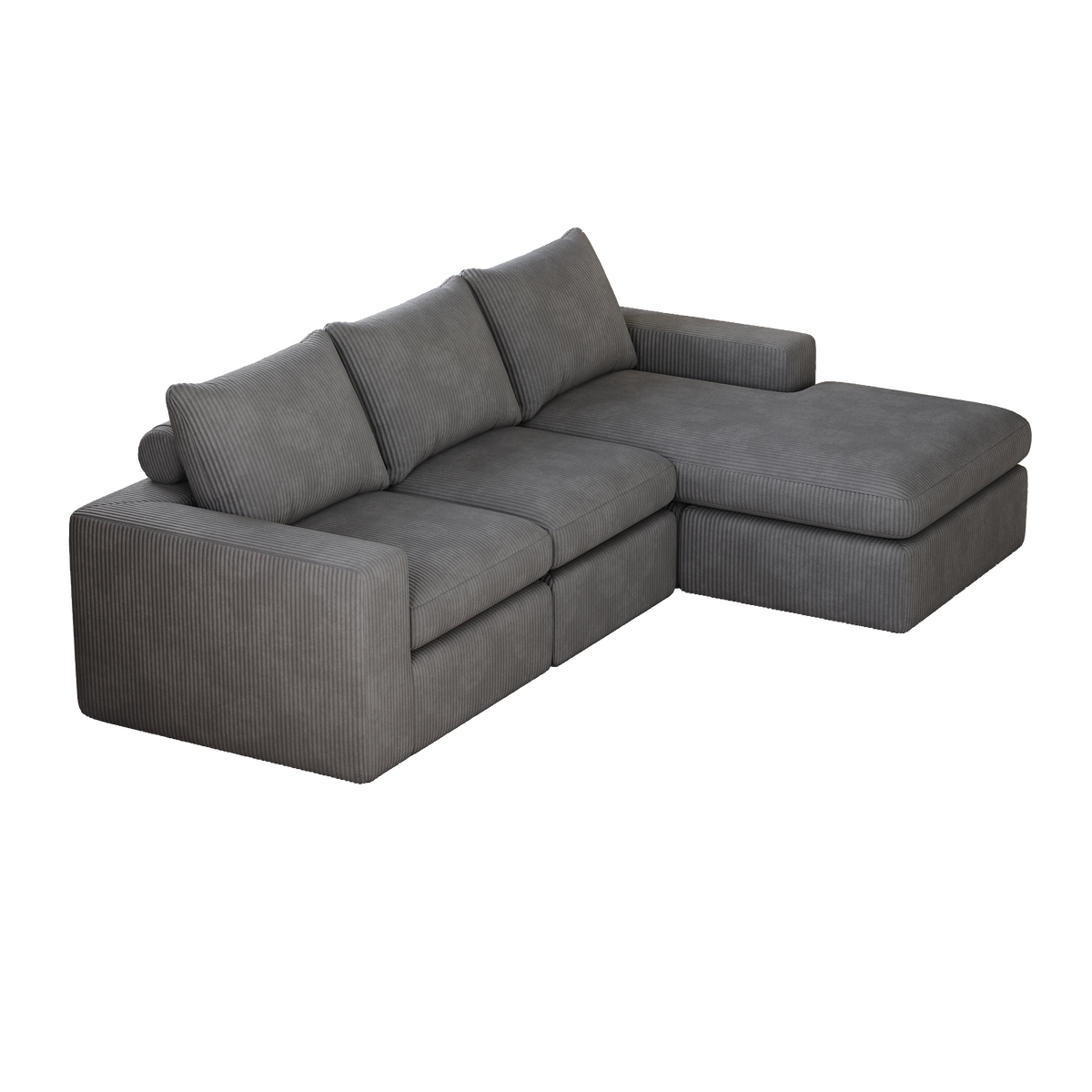Boneless Couch with Chaise, L-shaped Modern Upholstered Corduroy