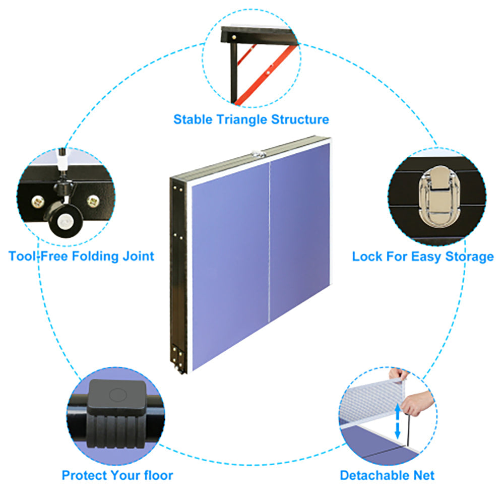 Table Tennis Table, Foldable Portable 137.2cm/4.5FT, Ping Pong Set