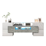 TV Cabinet Lowboard 145cm LED Lighting Modern High-Gloss White