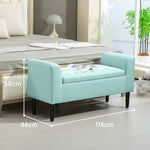 Storage Bench, Upholstered with Storage Box, Linen Look Green