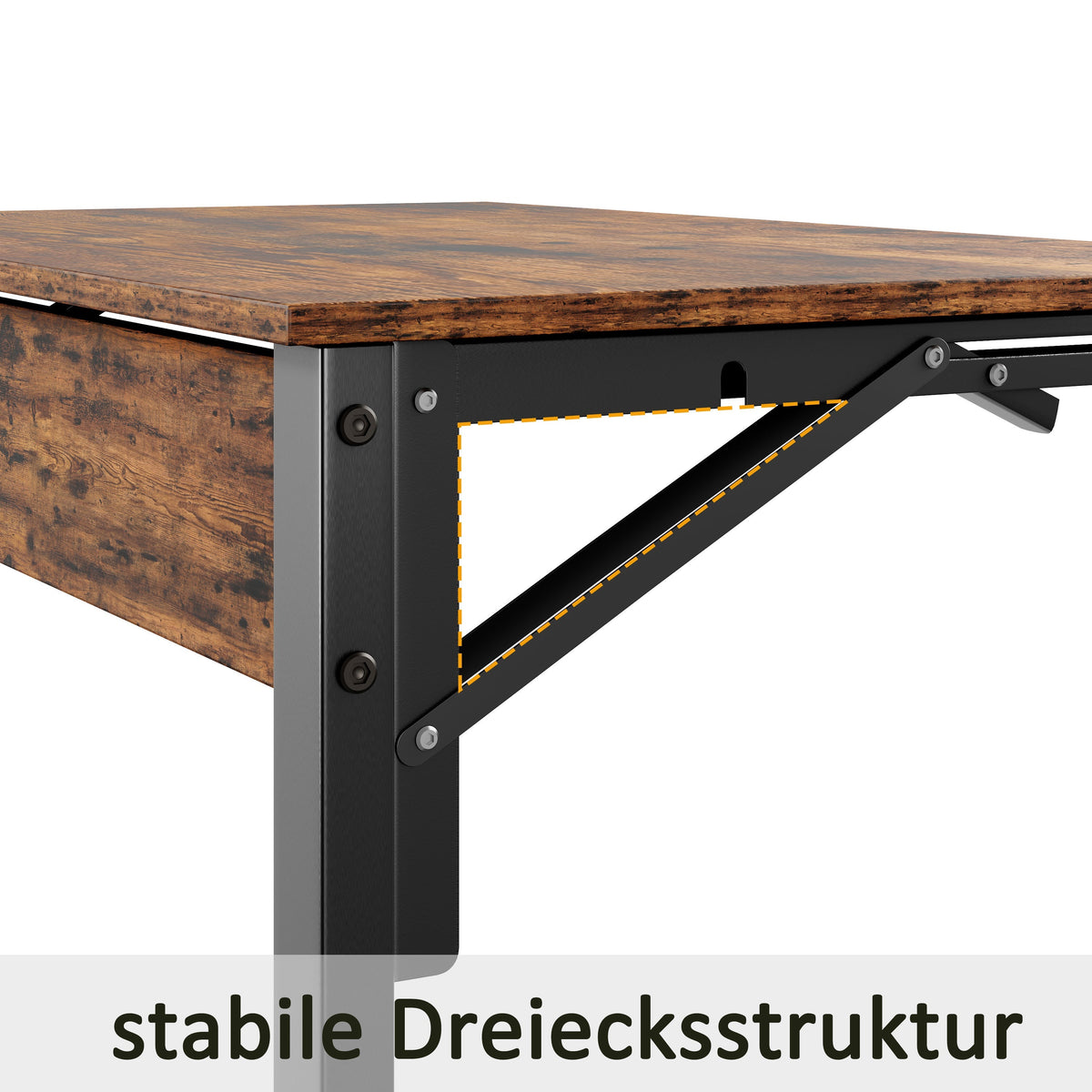 Set of 2 Foldable C-Shaped Side Tables with Metal Frame, Brown