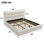 Upholstered Platform Bed Frame, 180x200 cm - Beige